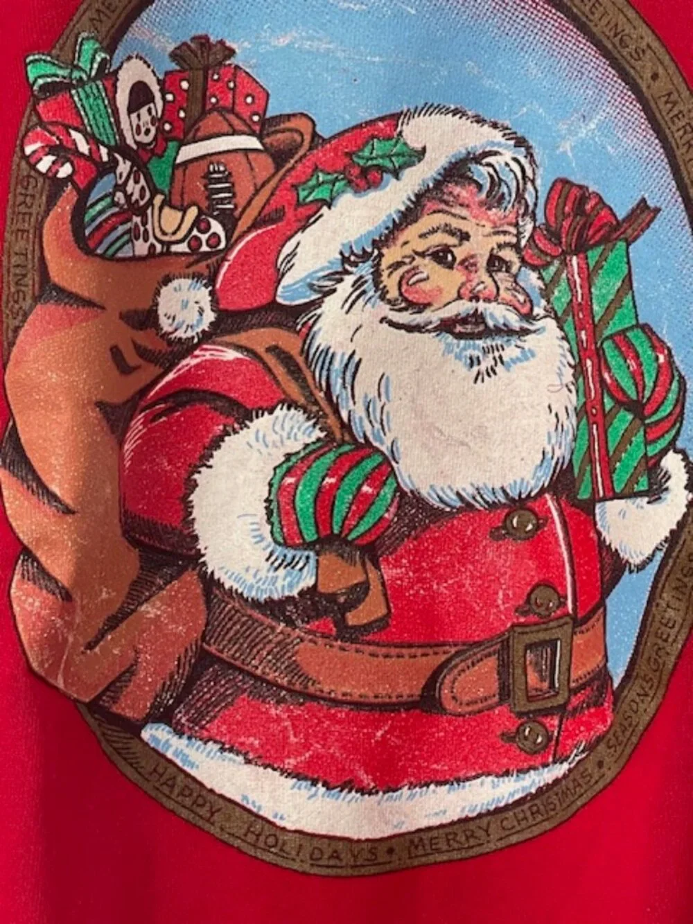 Vintage 80's Santa Claus Christmas Sweatshirt Retrocore Kidcore Festive Large